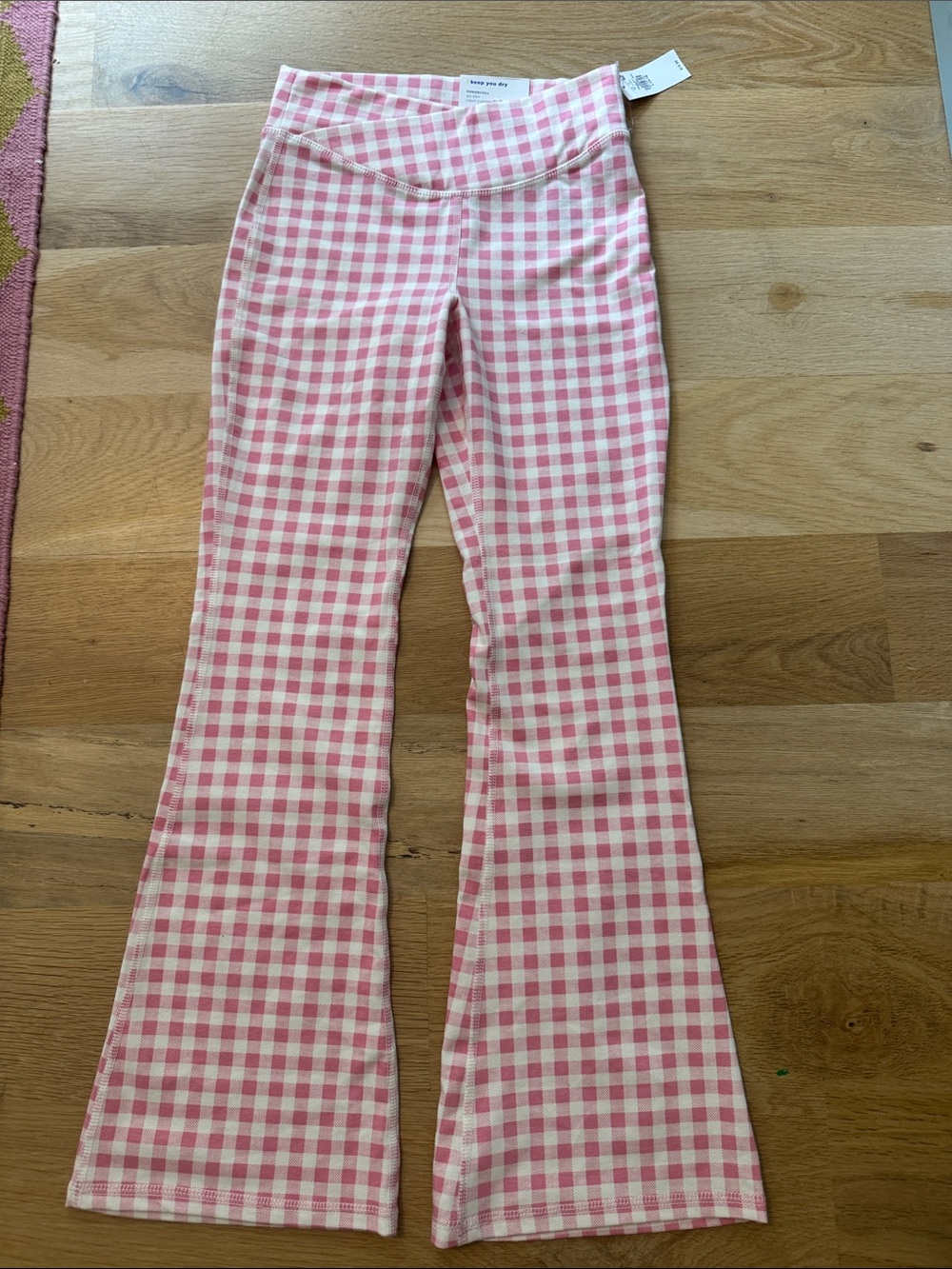 Old Navy Pink and White Gingham Flare Leggings